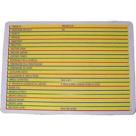 Cartello Concessione Edilizia 68X 48 Plastica