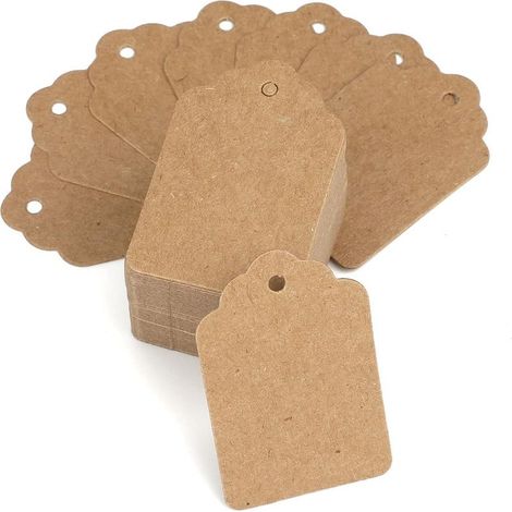 Kraft paper price tags – Pack of 200, 3.2 × 5 cm, for clothing and jewelry, natural brown color (1/5)