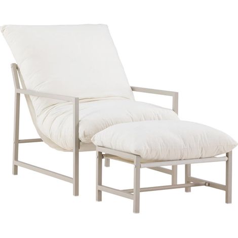 Fauteuil de Jardin & Repose-Pieds "Corso" 86cm Beige