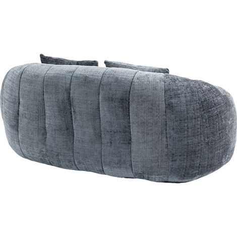 Fauteuil pouf chenille gris avec dossier haut, siège confortable pour adulte et enfant, intérieur et extérieur (1/5)