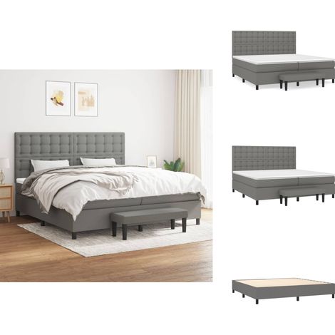 Boxspringbett mit Matratze Dunkelgrau 200x200 cm Stoff - Boxspringbett - Doppelbett - Bettenrahmen - Matratze - Bettdecke (1/5)