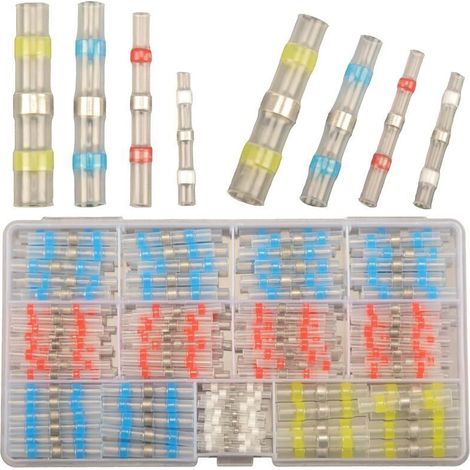 200pcs Connecteur Bout à Bout Thermorétractable, Cosses Electriques à Sertir Thermorétractables, Étanche Connecteurs de Fil à Souder Cosse Thermosoudable Kit de Connecteurs de Bornes de Qualité Marine (1/4)