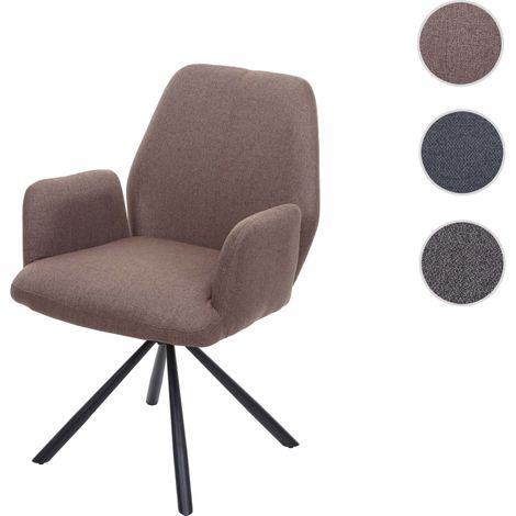 Chaise de salle à manger HWC-H71, pivotante à position automatique tissu/textile acier - gris-brun (1/5)