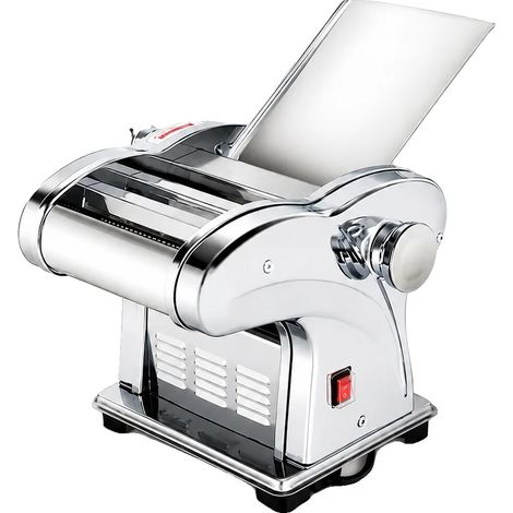 Máquina eléctrica para pasta, acero inoxidable, ajuste de grosor regulable, color plata. (1/2)