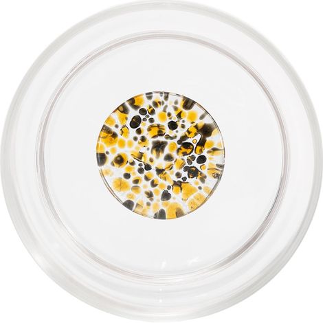 Teca Terrazzo Set 6 Bicchieri Tumbler in Vetro Borosilicato a Doppia Parete con Decorazioni Artigianali Colore Nero e Ambra Design Impilabile
