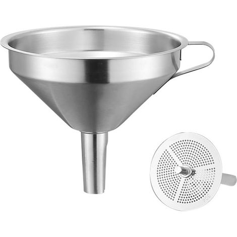 Sollbry Imbuto da cucina in acciaio inox da 11 cm con manico, filtro rimovibile, ideale per bottiglie, liquidi, oli, polveri, succhi di frutta, vino, caffè, tè e altro ancora. (1/5)