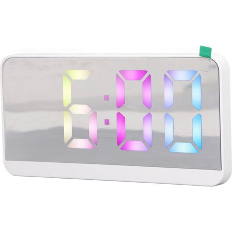 Réveil numérique blanc à écran miroir LED, horloge électronique moderne grand affichage pour chambre, bureau et maison (1/5)