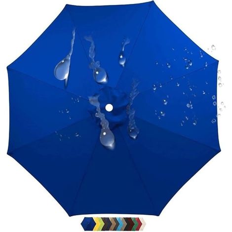 Auvent de Rechange pour Parasol de Terrasse, 6 Baleines/8 Baleines Toile de Rechange pour Parasol D'extérieur, Protection UV50+, Tissu Polyester, Imperméable, Toile de Parasol Déporté(M15,270 cm 8.8ft (1/5)
