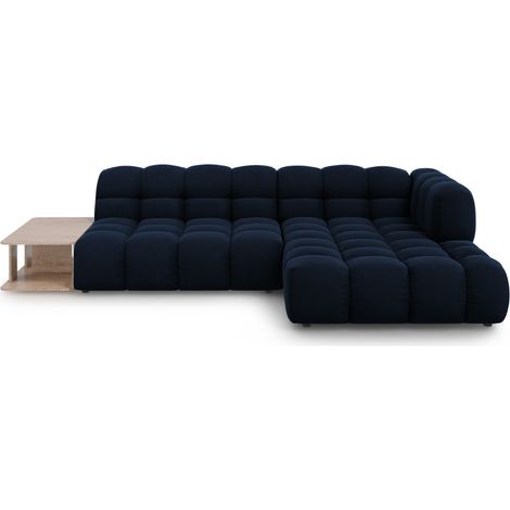 Canapé d'angle droit modulable 4 places en velours bleu roi (1/5)