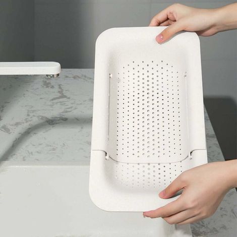 Panier de Vidange pour Cuisine, Support de Séchage d'Évier pour Stockage et Lavage des Vaisselle / Fruits / Légumes (blanc) (1/5)
