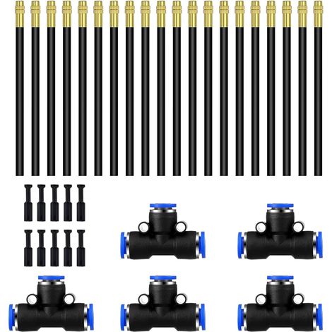 25 Pièces Kit Arrosage Goutte à Goutte, Buse Laiton 360°, Raccord T 8mm, Pour Jardin Serre (1/5)