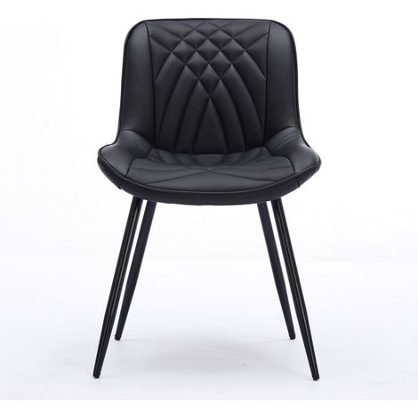 Sedie da pranzo, set da 2, sedie ergonomiche da cucina con rivestimento in similpelle PU traforata traspirante e trapuntatura 3D artistica, robuste gambe incrociate in metallo, sedie da pranzo per cuc (1/5)