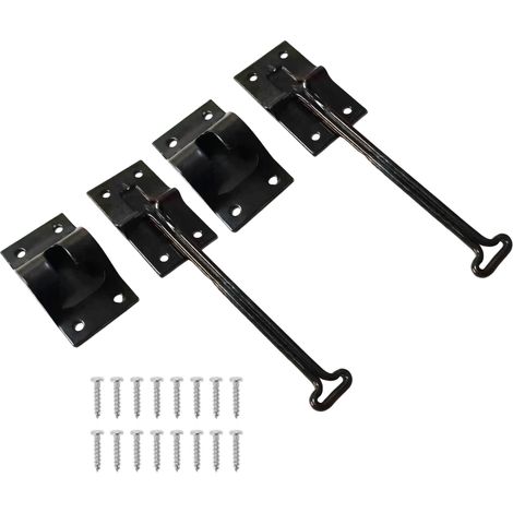 Accesorios para autocaravanas (paquete de 2): soporte de puerta de 15 cm, pestillo metálico para puerta de caravana, retenedor de puerta, retenedor de puerta en forma de T con clip (negro). (1/5)
