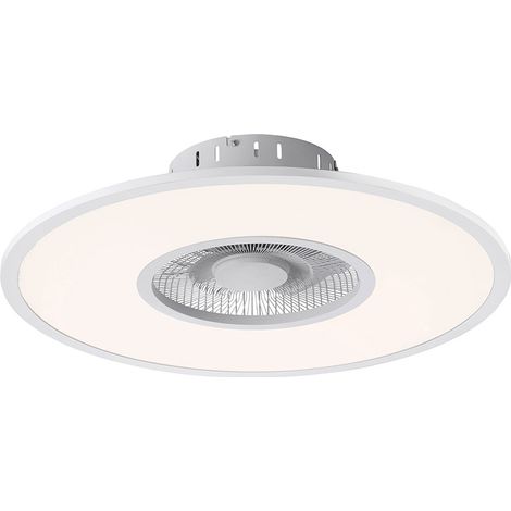 Ventilatore LED da soffitto con illuminazione fan plafoniera dimmerabile con telecomando, 10 livelli, 1x LED 32W 2600lm 2700-5000K bianco caldo-bianco freddo, DxH 59,5x16,5 cm