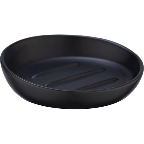 Wenko, portasapone, in ceramica, Ø 11, 5 x 3 cm, Nero , 11, 5 x 3 x 11, 5 cm (1/4)