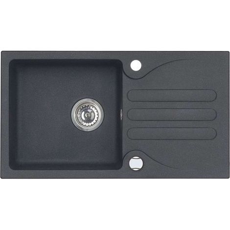 Alveus Galapagos - Fregadero de granito 77x43 cm, con control de desagüe, carbon 1091214