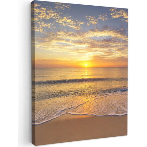 CUADRO EN LIENZO Playa - Puesta de sol - Mar Lienzo 30x40 cm