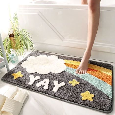 Tappetini da bagno antiscivolo e assorbenti, lavabili in lavatrice, tappetino da bagno morbido in peluche, tappetino doccia ad asciugatura rapida con retro in gomma antiscivolo, k (1/2)