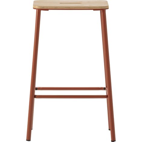 Lot de 2 tabourets de bar en bois et métal H65cm - Rouille - Noki (1/5)