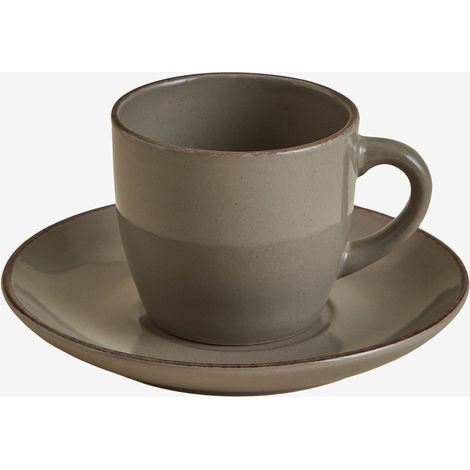Confezione da 2 tazze da caffè in gres Ronilena con piattini, 22 cl SKLUM