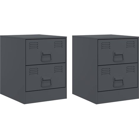 Maison Exclusive - Nachttische 2 Stk. Anthrazit 34,5x39x44 cm Sta