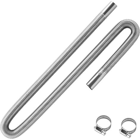 Tuyau d'échappement flexible 1200mm pour chauffe-diesel, kit acier inoxydable avec 2 colliers, accessoires pour chauffages 2KW (1/5)