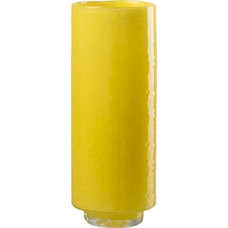 Vase cylindre en verre relief jaune large - jaune (1/3)