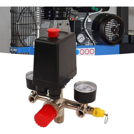 Kit de compresseur d'air avec pressostat, vanne de régulation et raccord rapide 3 en 1 en laiton américain. (1/5)