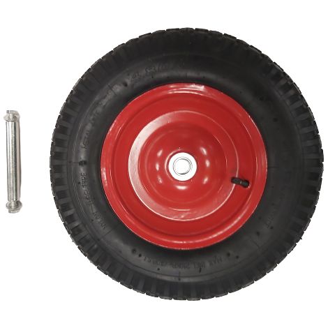 Replacement 15" x 3.4" Pneumatic Heavy Duty Garden Wheelbarrow Wheel & Axel In Red (1/5)