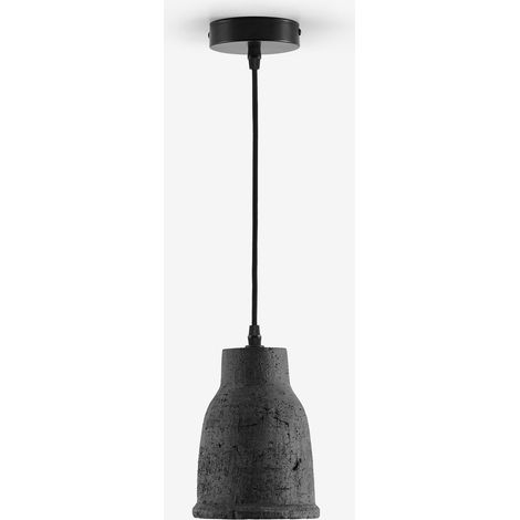 Sklum – Suspension en terre cuite Sainza Ø14 cm – Abat-jour noir de carbone – Câble réglable en tissu – Culot E27, puissance max 25W