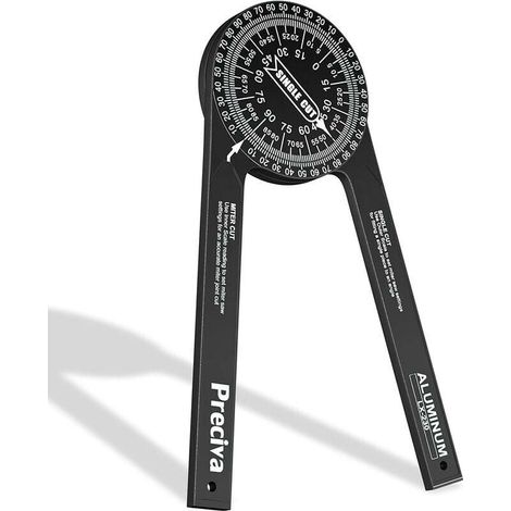 Transportador de ingletes para sierra, herramienta profesional de transportador de ingletes de metal de 360° y aleación de aluminio de 7 pulgadas. (1/4)