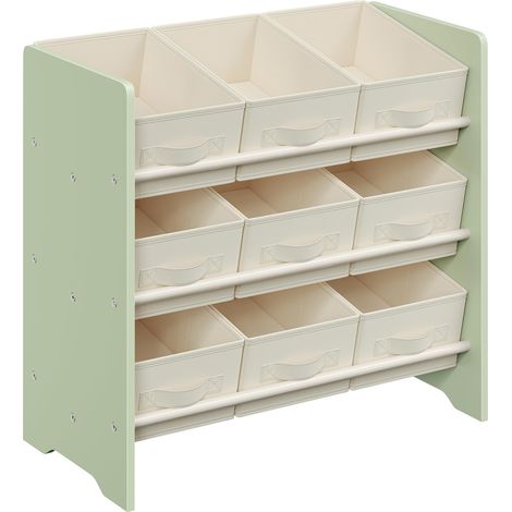 Étagère à Jouets pour Enfants, Étagère à Livres pour Enfants, 9 Boîtes de Rangement en Tissu Non-tissé, Étagère pour Chambre d’Enfant, Spacieuse, 29,5 x 62,5 x 60 cm, Vert Laurier GKR033C10 (1/5)