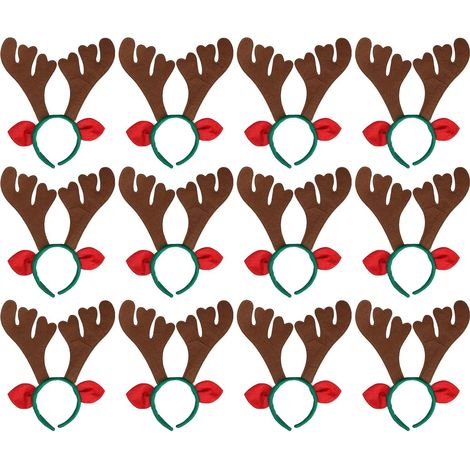 Lot de 12 serre-tête bois de renne, tissu non tissé, taille unique, pour Noël, fête, anniversaire (1/5)