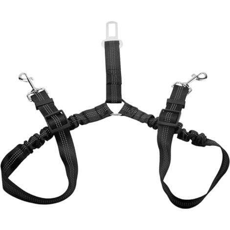 Ceinture de sécurité double pour chien, réglable 2 en 1 avec tampon élastique anti-choc, appuie-tête de voiture anti-nœuds, clip de ceinture de sécurité réfléchissant robuste pour animaux de compagnie (1/5)