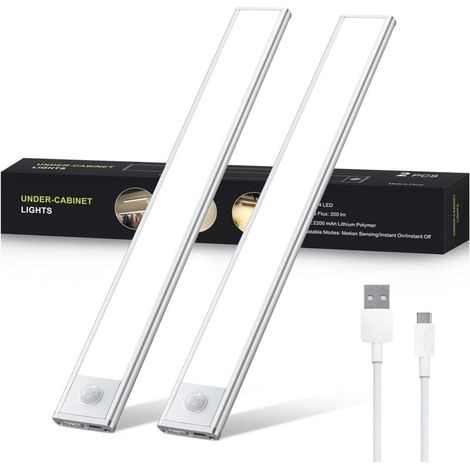LED-Unterbauleuchte, 30 cm wiederaufladbarer LED-Streifen, Küchenbeleuchtung mit Bewegungsmelder, Schrankbeleuchtung, Lichtleiste, Schrankbeleuchtung für Küche, Schrank, Kommode usw.