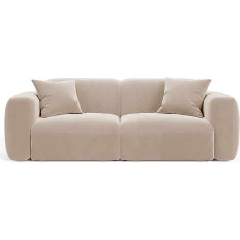 Canapé modulable 3 places en velours beige (1/4)