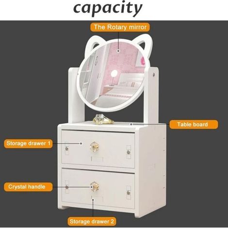 Specchio da trucco portatile da tavolo Bardusch con scatola portaoggetti (1/4)