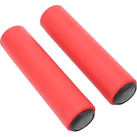2 Pièces Poignées VTT Silicone Douces Antidérapantes Réduction Fatigue Mains Amortissement Chocs Poignées Guidon Rouge (1/5)