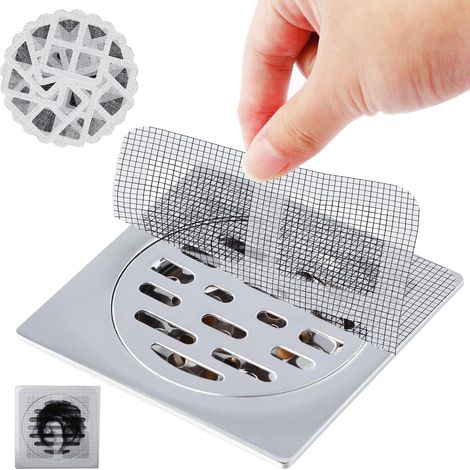 Lot de 100 filtres de bonde de douche jetables - Filet de protection de 10 cm pour les cheveux humains et animaux - Baignoire, salle de bain, évier de cuisine, buanderie (1/5)
