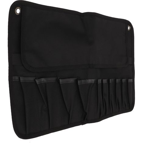 Sac à outils moto roulé grande capacité épais portable multi-pochettes accrochable noir, rangement pratique pour atelier et voyage. (1/5)