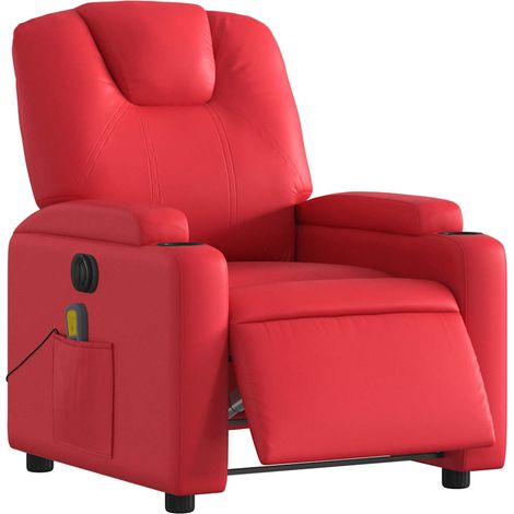 vidaXL Poltrona Massaggio Elettrica Reclinabile Rosso Similpelle