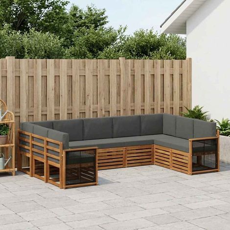 vidaXL Ensemble de canapé d'angle 7 pcs Naturel et Anthracite (1/5)