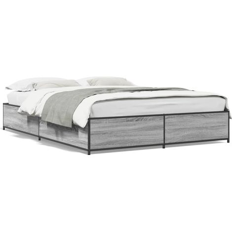 Maison Exclusive - Estructura cama madera ingeniería metal gris S