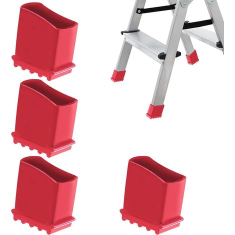 Lot de 4 pieds d'échelle 50 x 25 mm (rouges), pieds en caoutchouc pour échelles, pieds d'échelle, embouts de protection universels pour échelles, pieds d'échelle (1/5)