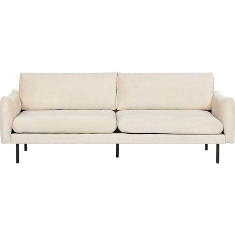 Divano moderno in velluto beige chiaro a 3 posti con Gambe nere Vinterbro