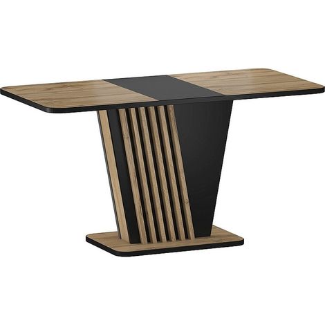 Table extensible 125-170 cm noire et aspect chêne avec pied design Helen (1/5)