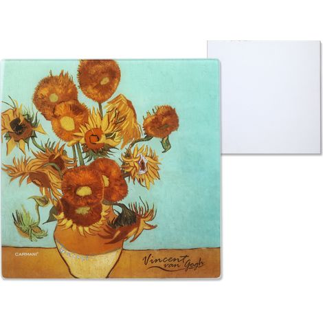 Schneidebrett aus Glas, Servierständer mit Van-Gogh-Sonnenblumenmotiv (1/4)