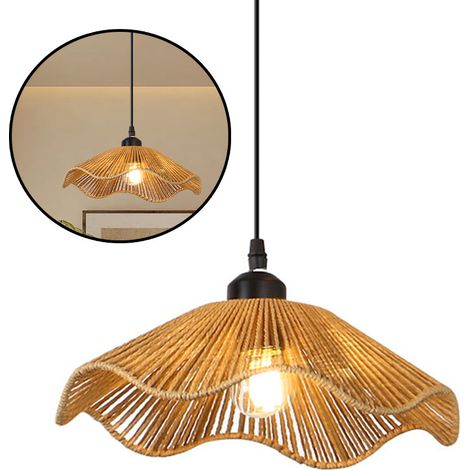 SIENTICE Plafonnier de style bohème, mini suspension en rotin, ampoule LED, tressée à la main, convient aux couloirs, chambres, cuisines, entrées et salons. (1/3)