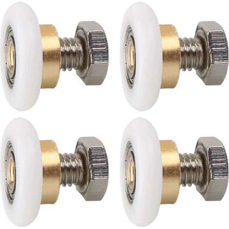 Juego de 4 rodillos para puerta de ducha, 19 mm de diámetro, deslizamiento suave, repuesto universal. (1/5)
