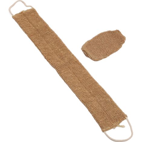 Gants en ramie deux pièces à revers, serviette de bain South Fin avec sangle exfoliante pour le dos (1/5)